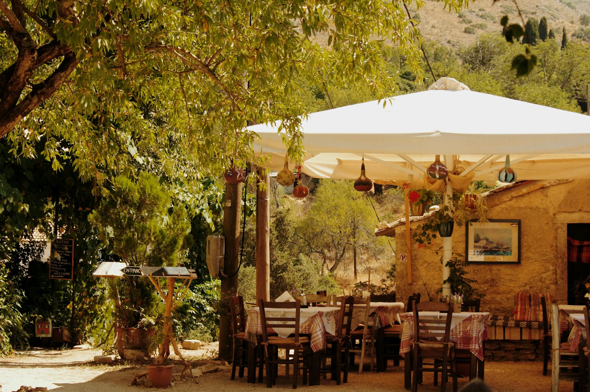 Terrasse à midi sous les tilleuls
